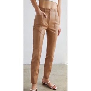 Aritzia Wilfred Rebel High Waisted Vegan Leather Pants Camel Size 6